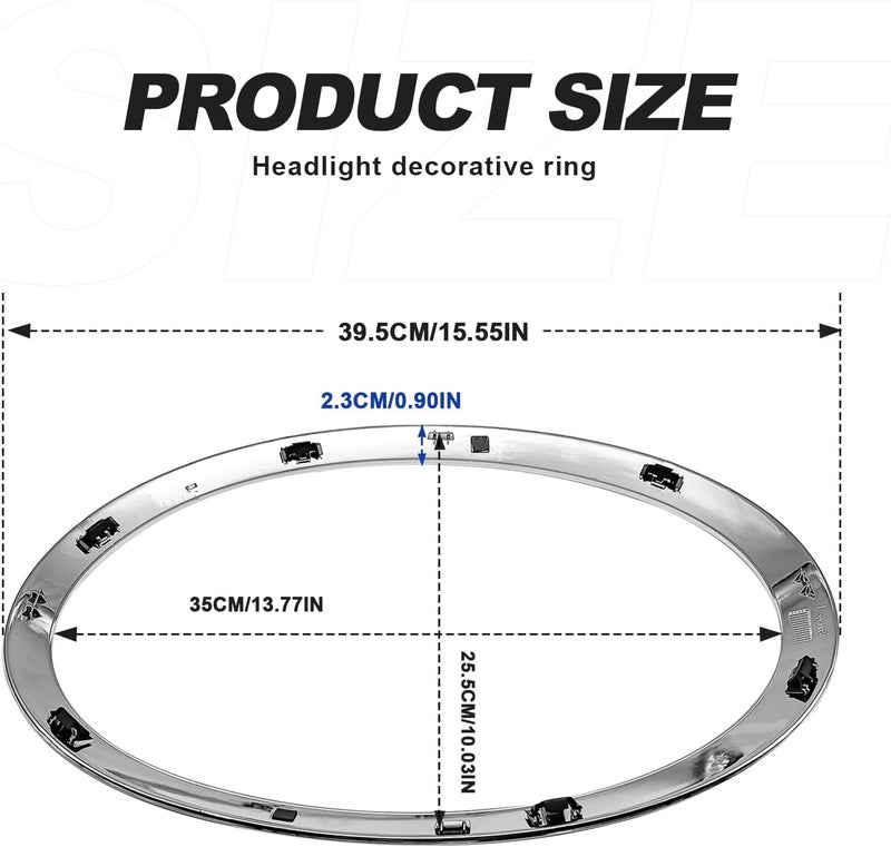Pleoos Headlight Trim Ring Bezel, Left Driver & Right Passenger Side Chrome Headlight Bezel Compatible with 2014-2018 MINI Cooper F55 F56 F57 Replaces 51137300631 51137300632(1Set) - Image 2